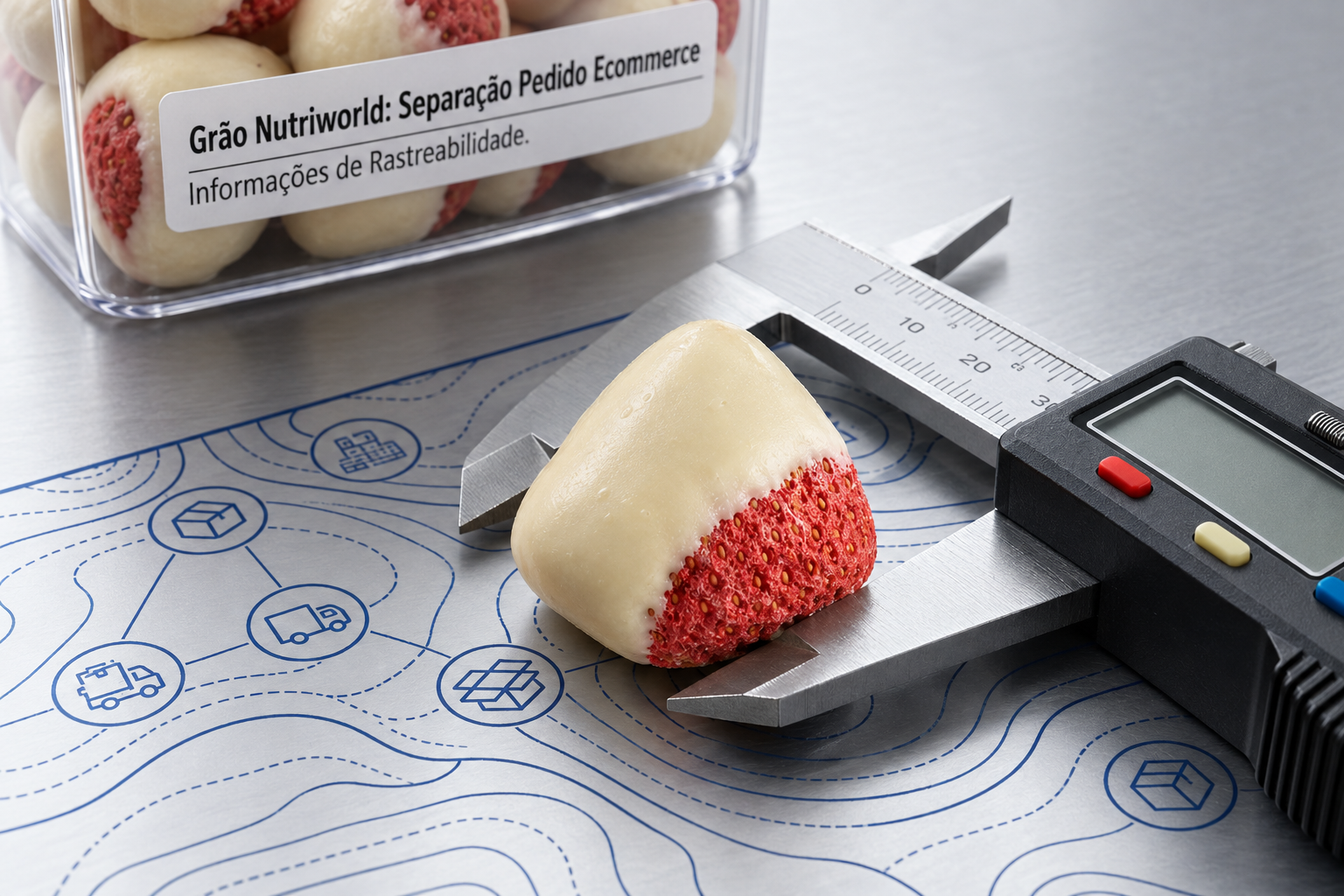 Morango Liofilizado Drageado Com Chocolate Branco (Sem Adi&ccedil;&atilde;o de A&ccedil;&uacute;car)